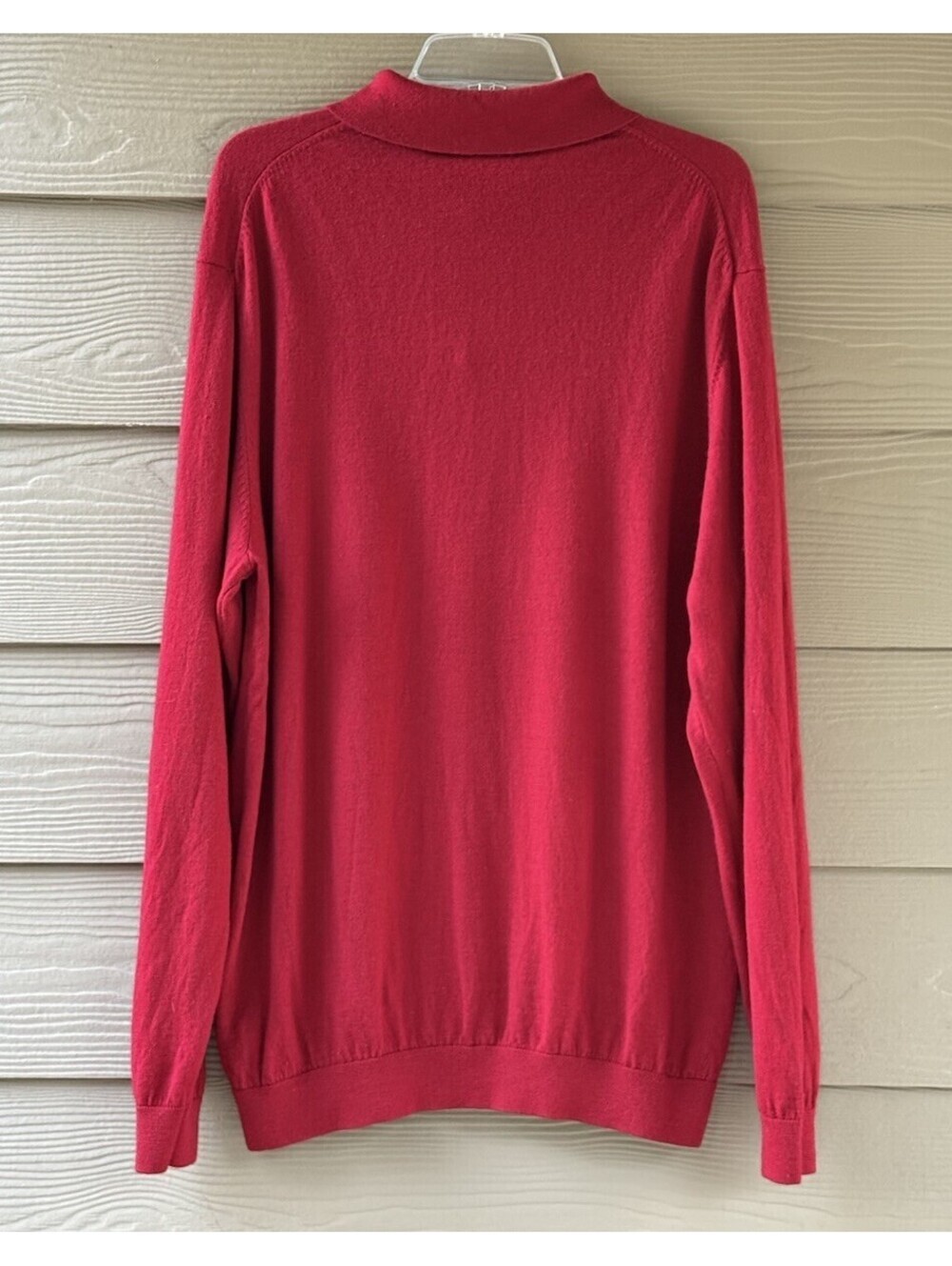 Turnbury Men's Extra Fine Merino Wool Dark Red Long Sleeve Polo Sweater Size 2XT - Picture 7 of 9